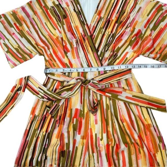 Slate & Willow Women's Striped Elliott Romper Orange Black Green Gold Size XS - Picture 10 of 11